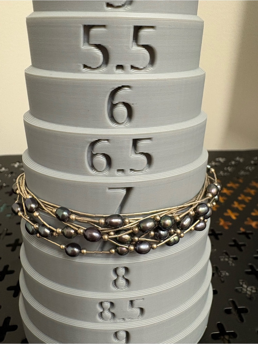 Liquid sterling silver and genuine peacock pearl bracelet size 7